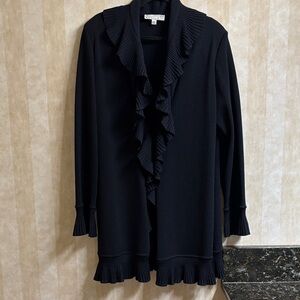 St John Collection -Elegant Black Ruffled Sweater- perfect condition - sz 14-